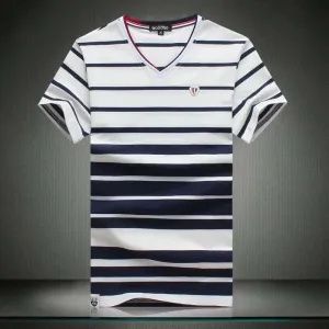 Men's Summer Striped V-Neck Up To 5XL