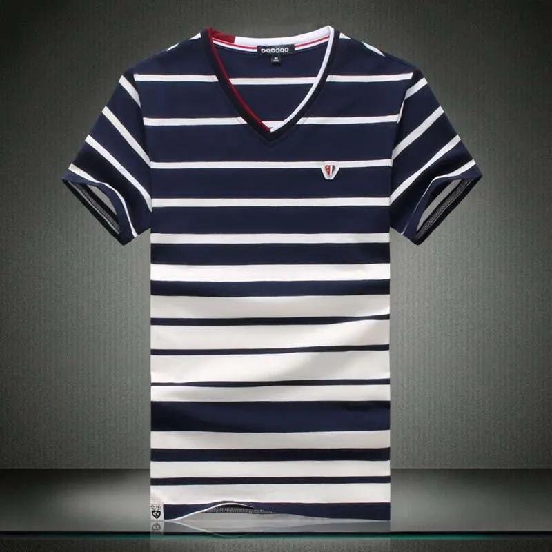 Men's Summer Striped V-Neck Up To 5XL
