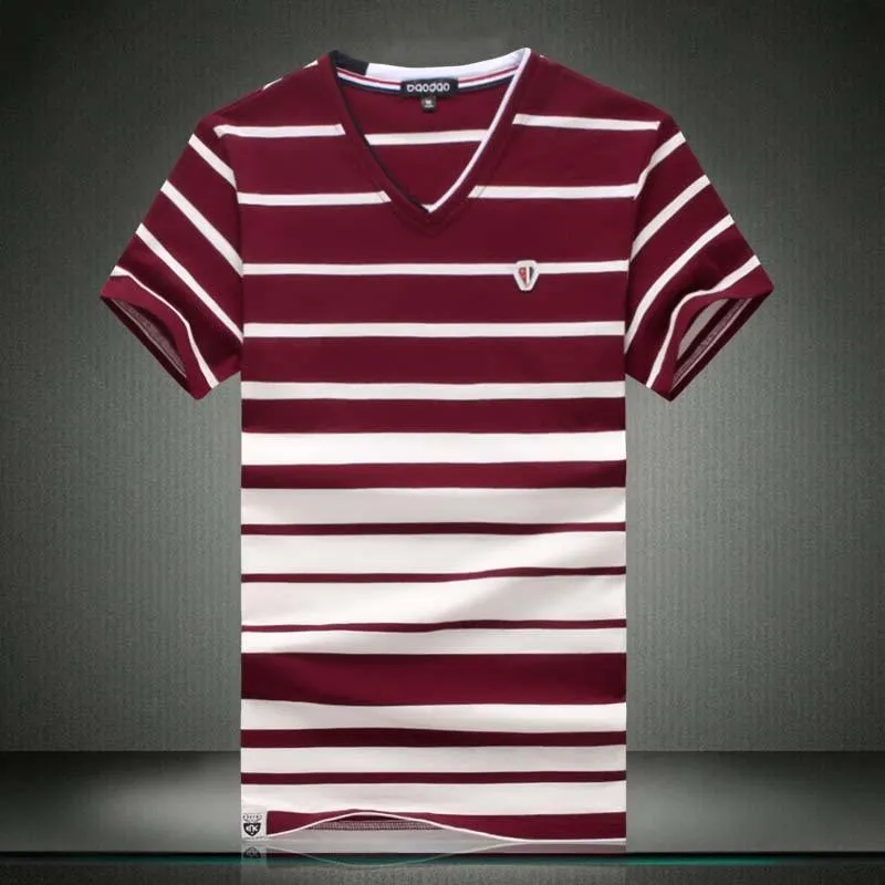 Men's Summer Striped V-Neck Up To 5XL