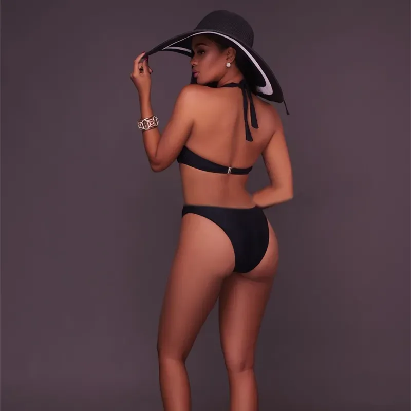 Mesh Halter Neck Cutout One Piece Swimsuit