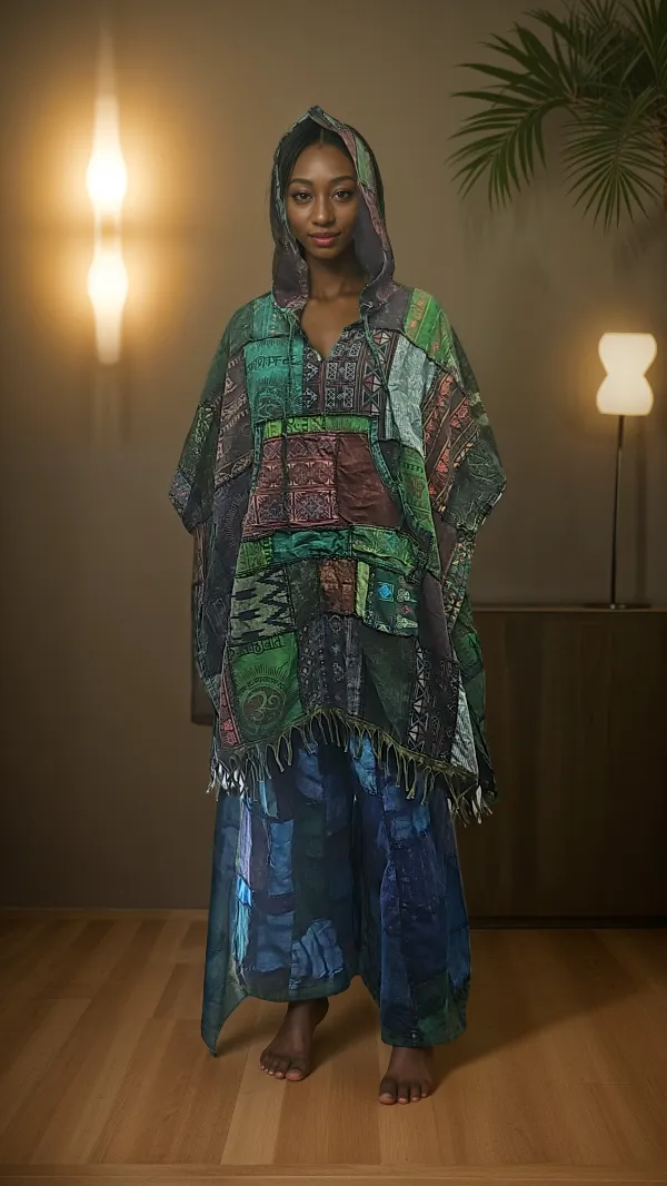 Mexican Style Patchwork Poncho