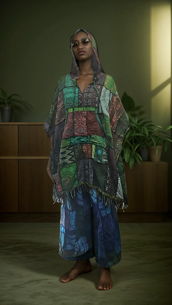 Mexican Style Patchwork Poncho