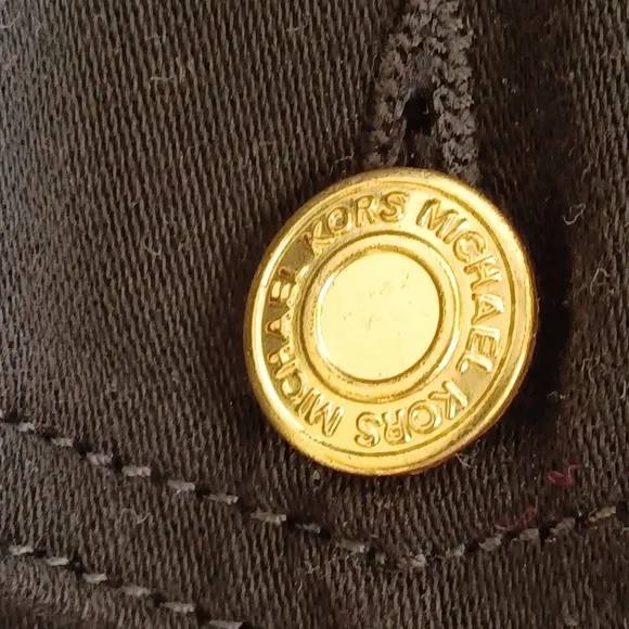 Michael Kors 1X Denim Jacket Trucker Black Gold Button Front Stretch Classic