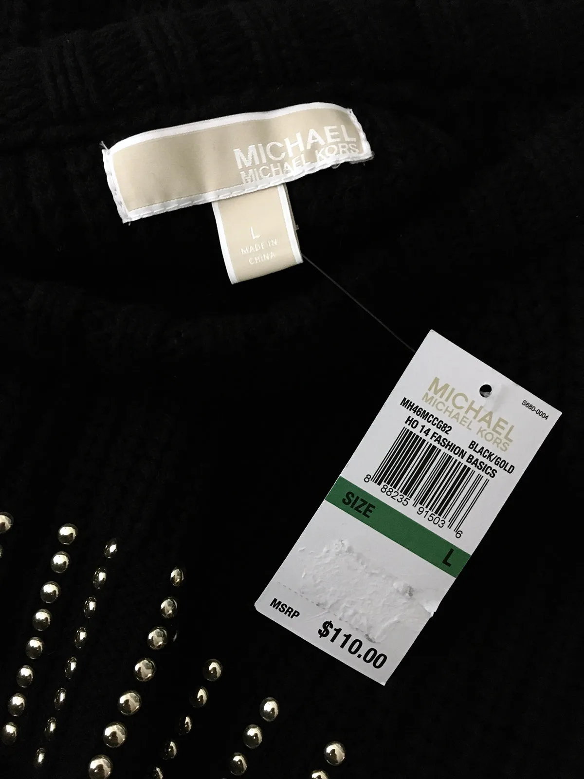 Michael Kors Size L Black Sweater NWT