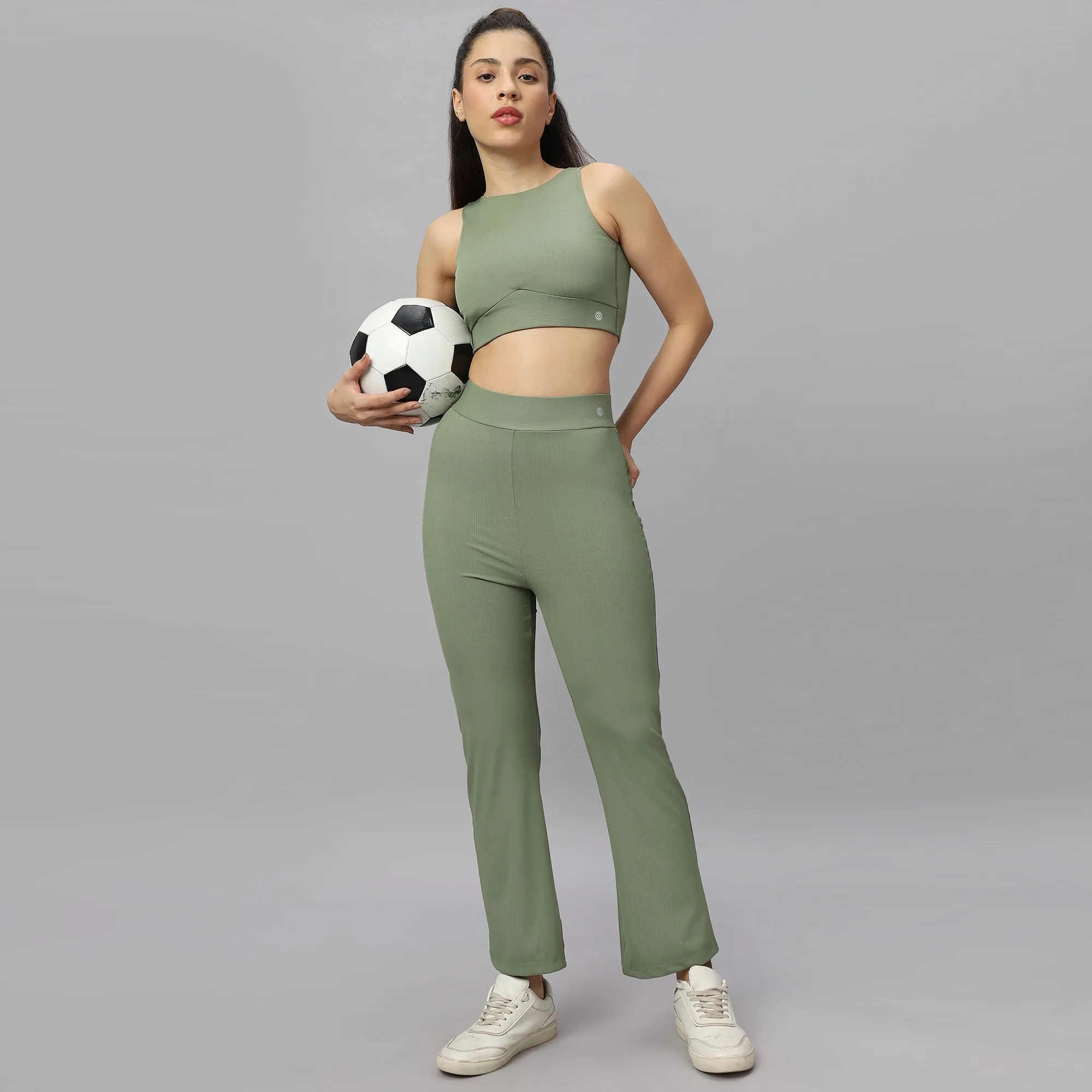 Mid-Rise Ankle-Length Fit and Flare Pants with Back Pockets