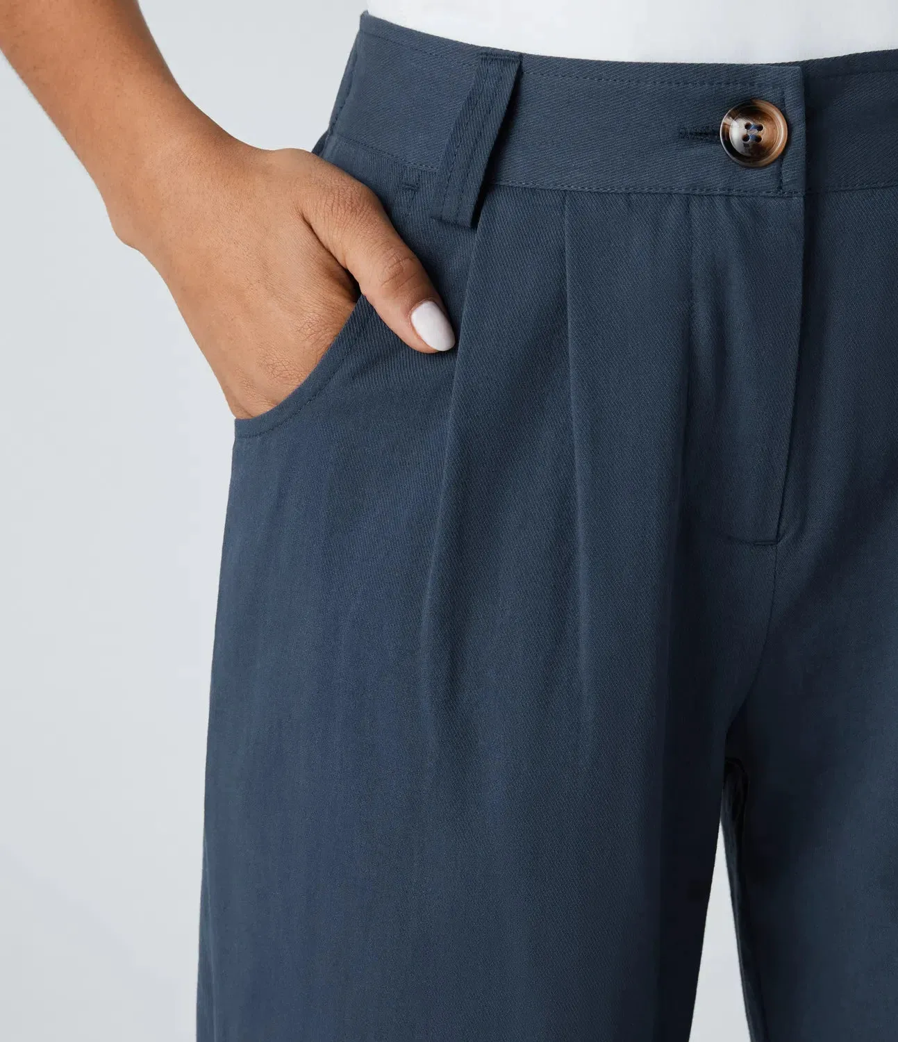 Mid Rise Button Zipper Side Pocket Casual Cotton Joggers