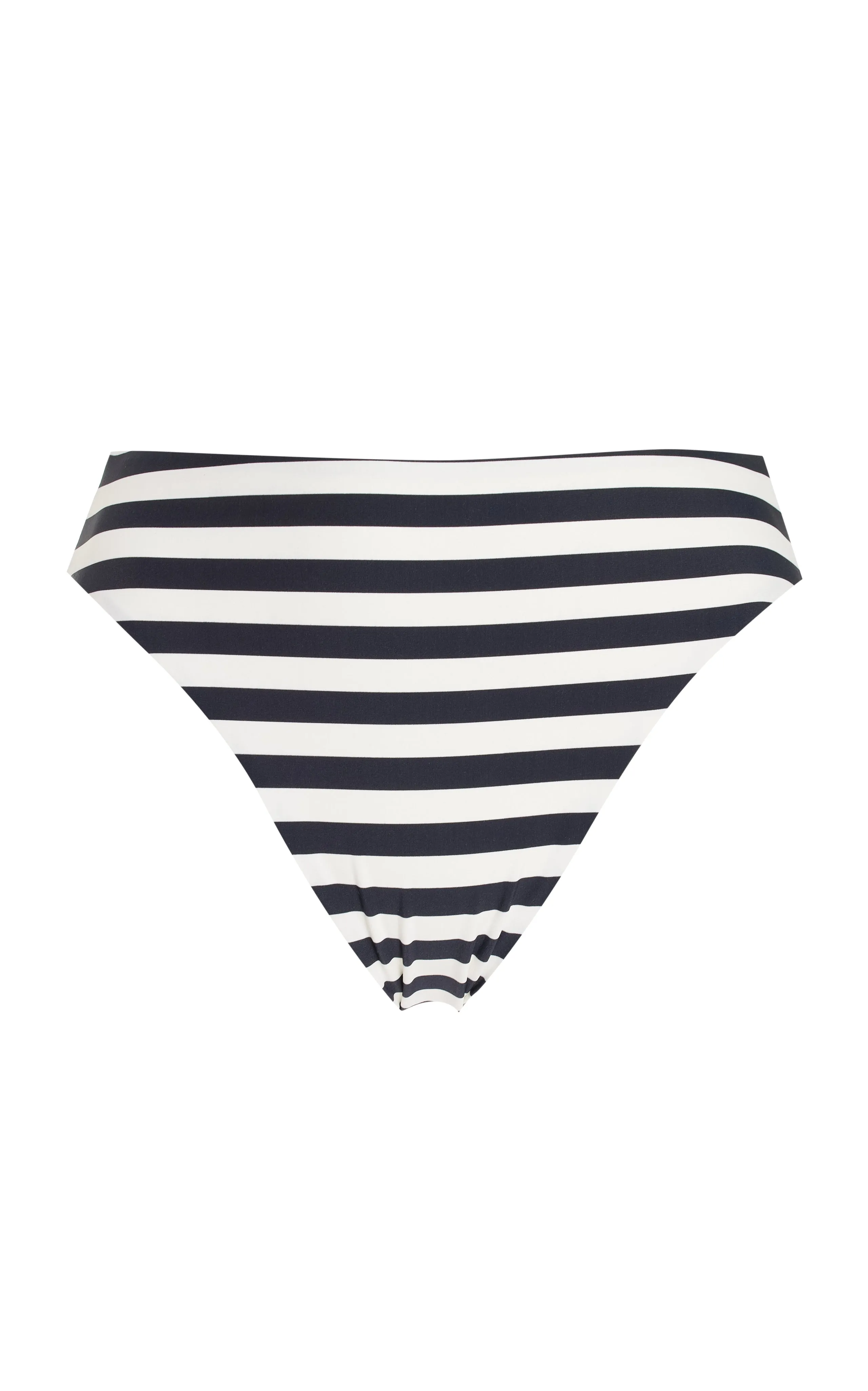 Midi High-Cut Bikini Bottom In Black Even Stripes
