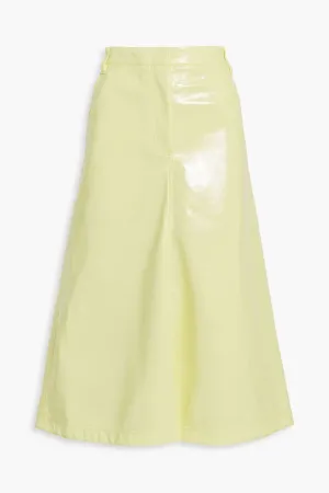Midi skirt in faux patent leather TIBI, yellow
