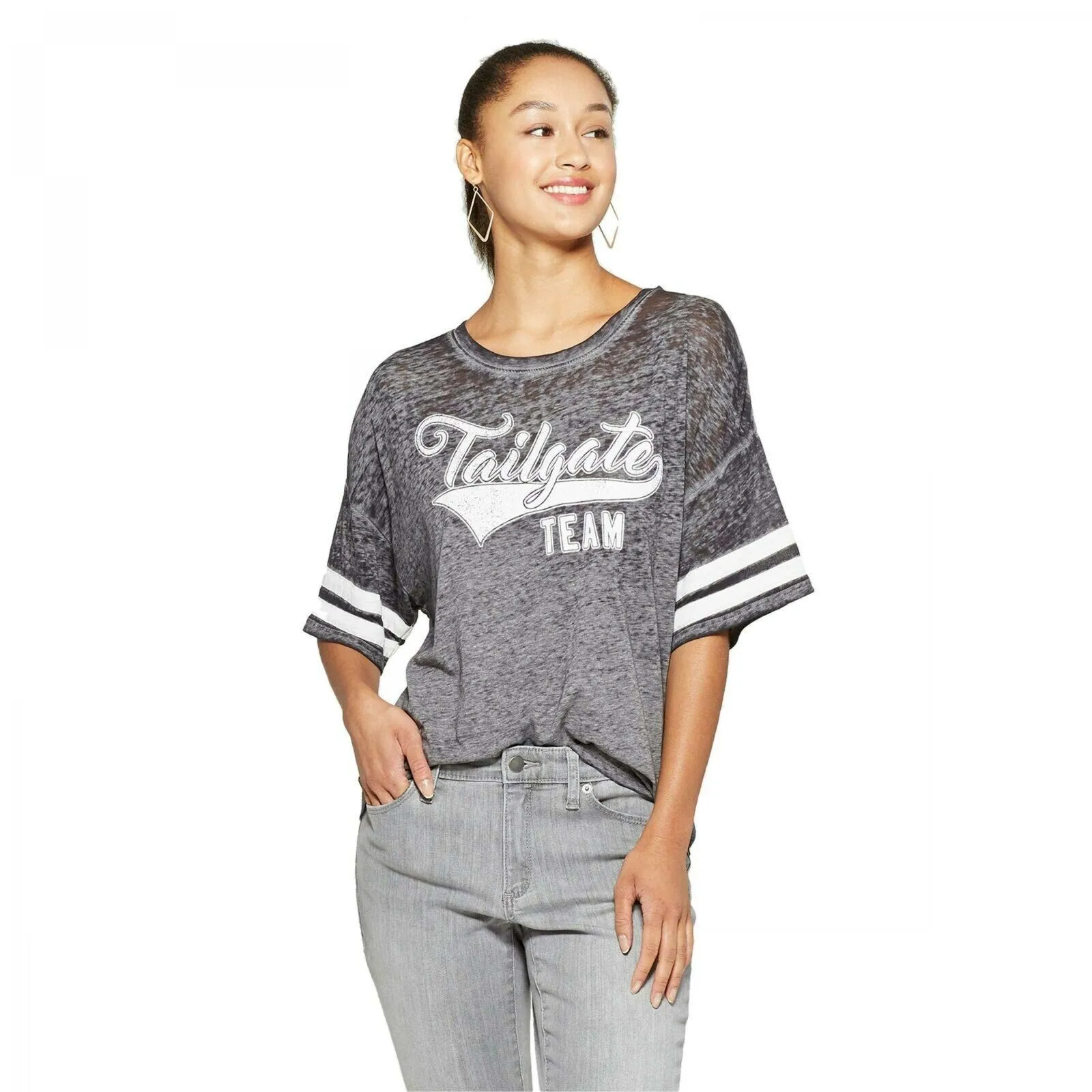 Modern Lux Women's Short Sleeve Tailgate Team Burnout Graphic T-Shirt
