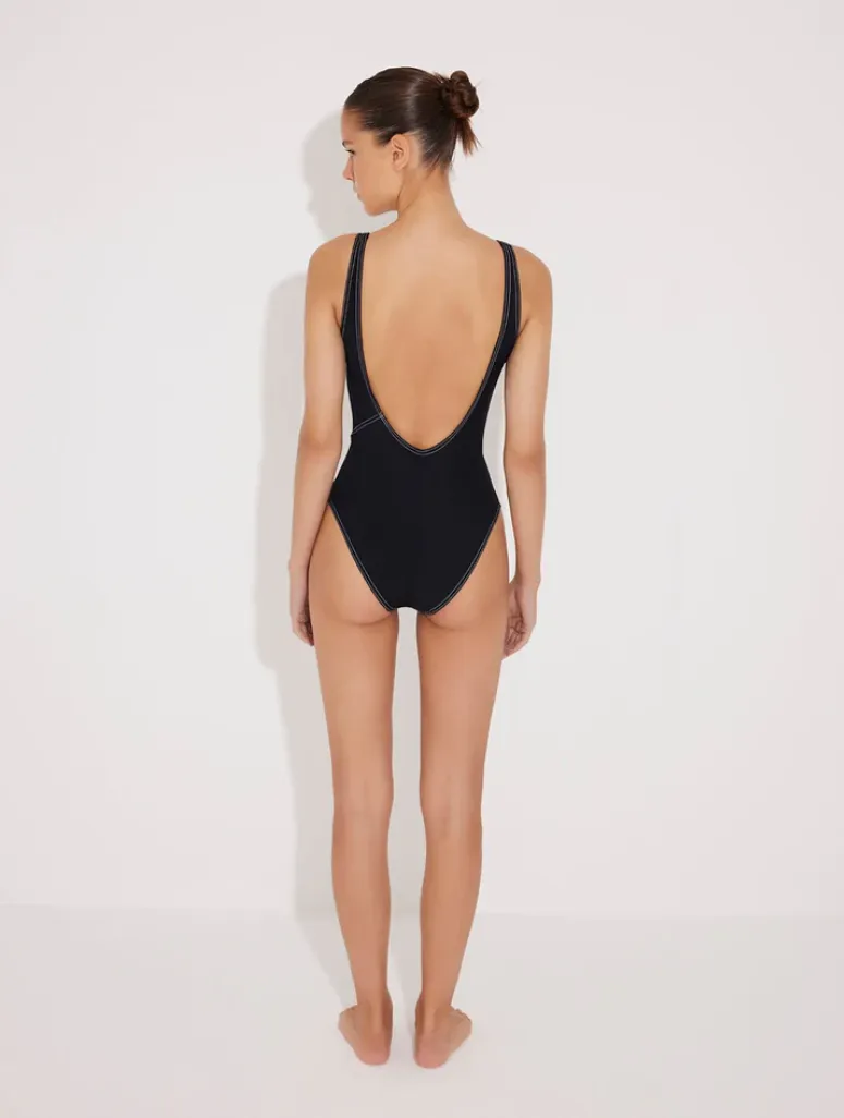 MOEVA - Lelia Black Scoop Neck Swimsuit With Mesh Details