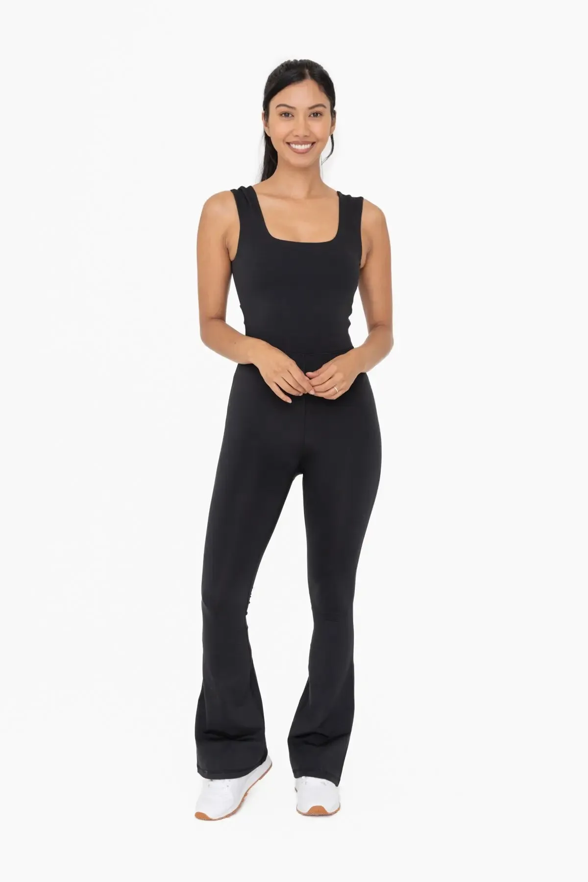 Mono B Venice Twisted Back Flared Jumpsuit – Chic, Soft & Versatile