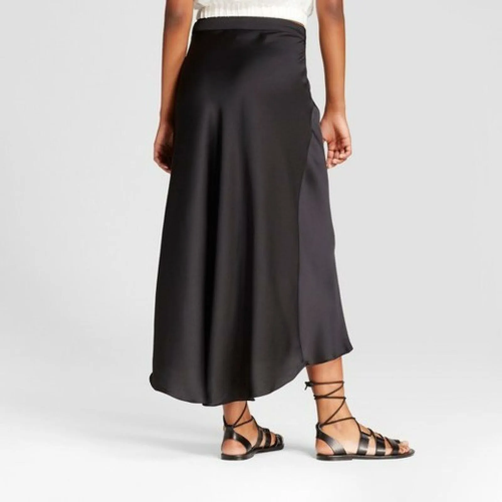 Mossimo Women's Satin A Line Asymmetrical Skirt Black 8