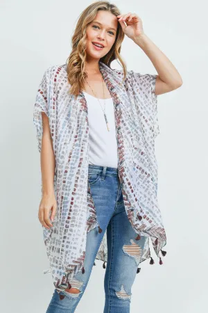 MS0179 - MULTI DASH PATTERN TASSEL KIMONO