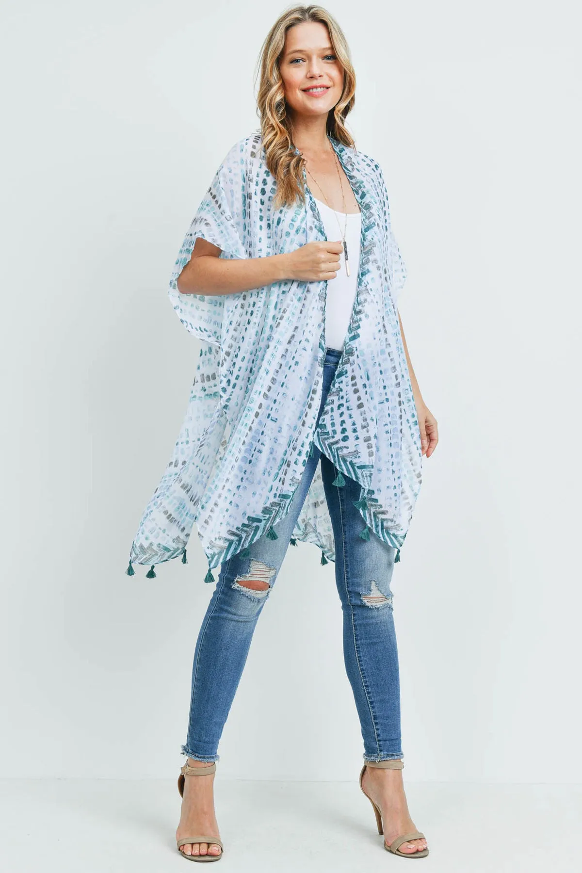 MS0179 - MULTI DASH PATTERN TASSEL KIMONO