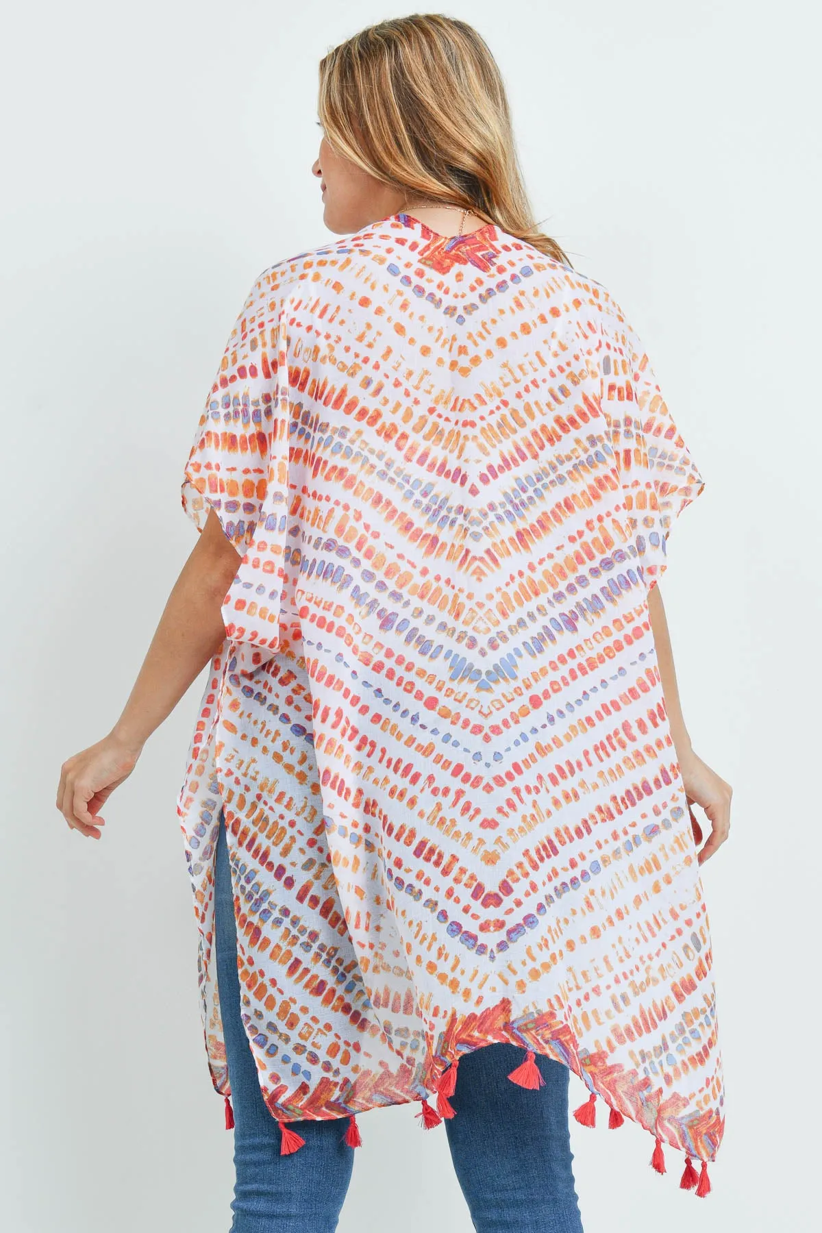 MS0179 - MULTI DASH PATTERN TASSEL KIMONO