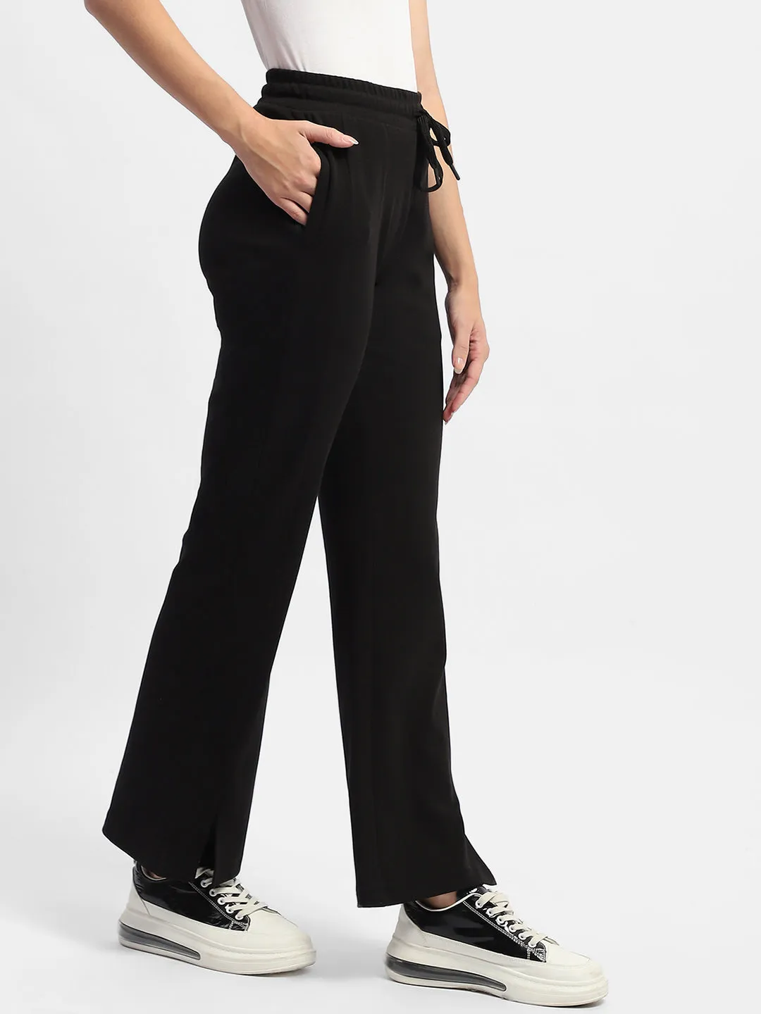 mSECRET Typography Black Cotton Track Bottom