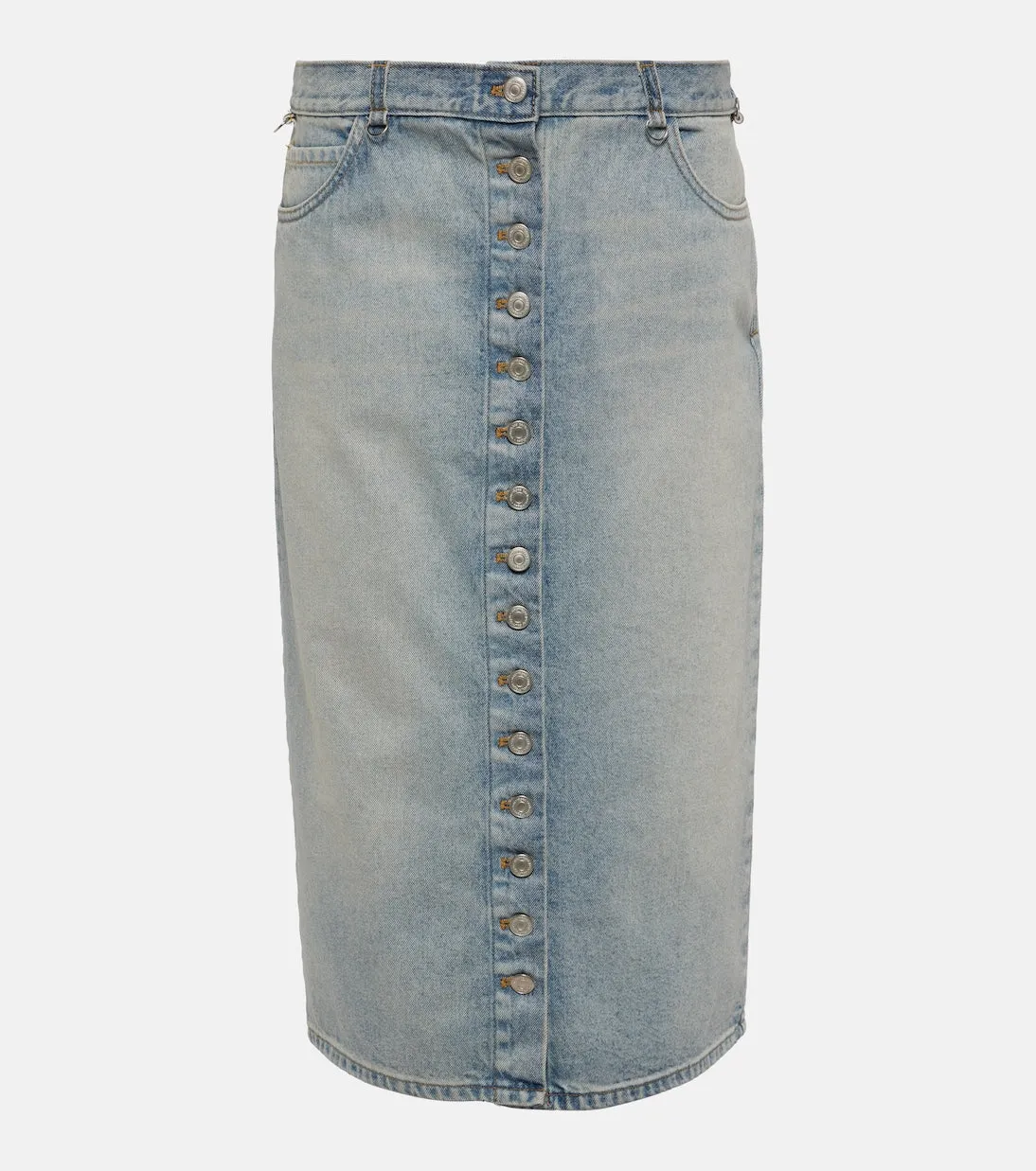 Multiflex Courrèges midi denim skirt, blue