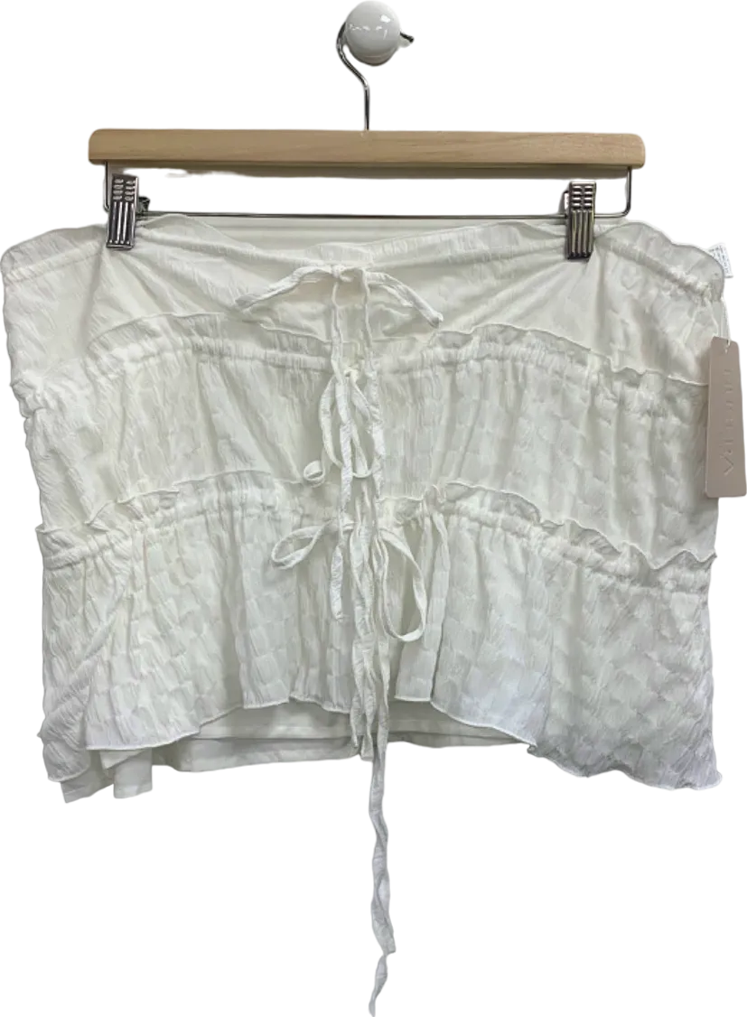 Musera White Smocked Crop Top UK M