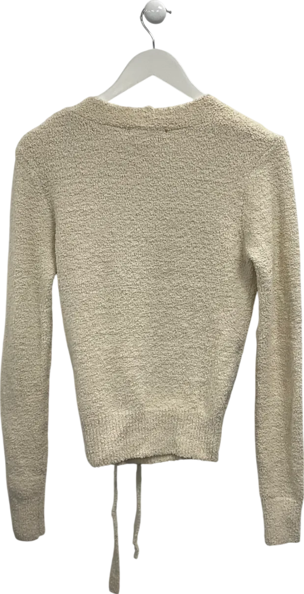 My Jewellery Cream Fluffy Wrap Over Cardigan UK S