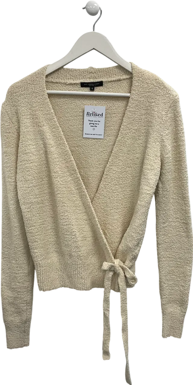My Jewellery Cream Fluffy Wrap Over Cardigan UK S