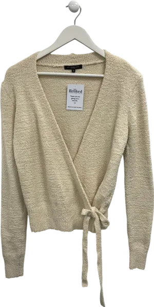 My Jewellery Cream Fluffy Wrap Over Cardigan UK S