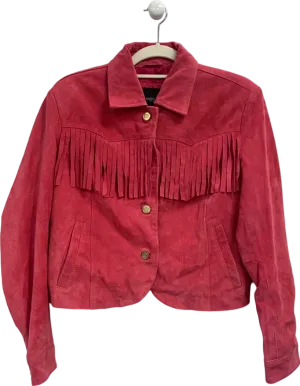 Nasty Gal Red Fringe Suede Jacket UK 6