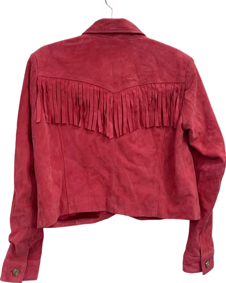 Nasty Gal Red Fringe Suede Jacket UK 6