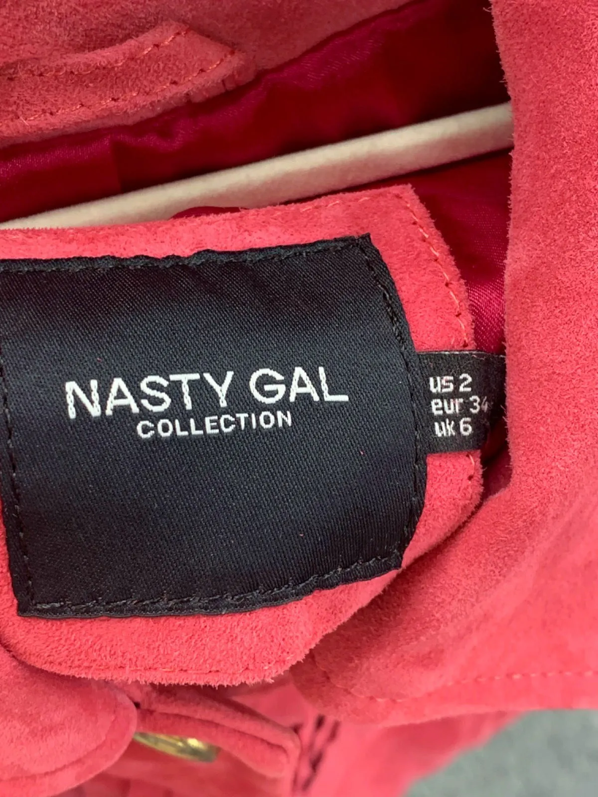 Nasty Gal Red Fringe Suede Jacket UK 6