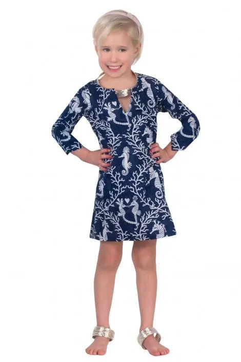 Navy and White Girls Seahorse Tunic