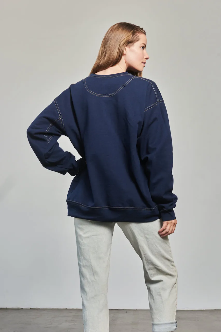 Navy Blue Crewneck Pullover