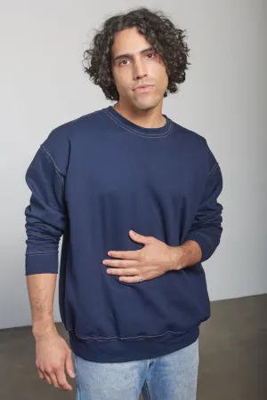 Navy Blue Crewneck Pullover