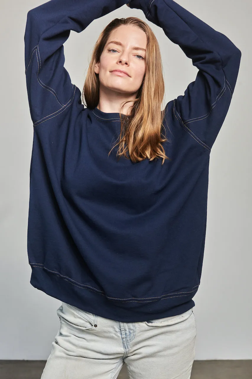 Navy Blue Crewneck Pullover