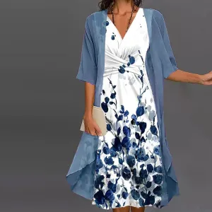 NEW Retails $120  Bovuf Floral Two Piece Midi Dress With Thin Jacket Two Piece Outfits Sz M