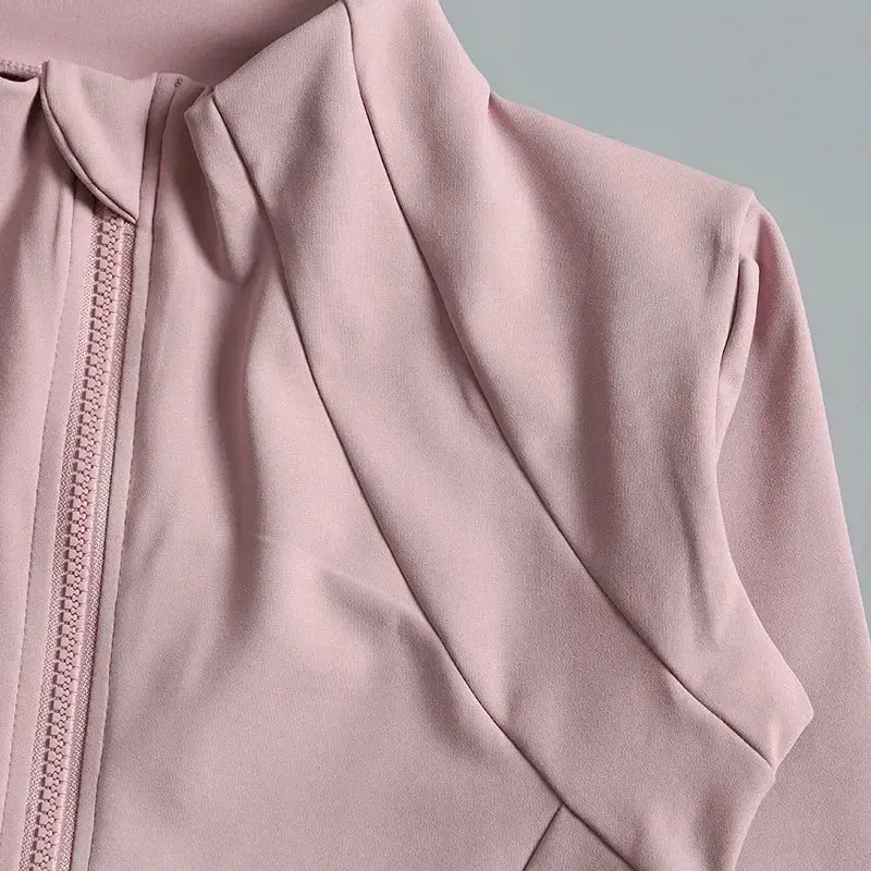 New Yoga Wear Ladies Coat Round High Elastic Loose Exercise Yoga Fitness Long Sleeve Stand-up Collar  Yoga Tops