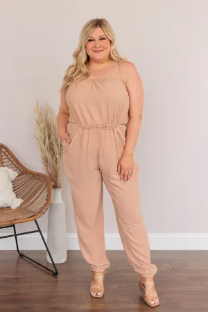 No Small Strides Pocket Jumpsuit- Khaki