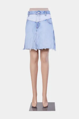 Nobody Denim Blue Two Tone High Rise Denim Skirt