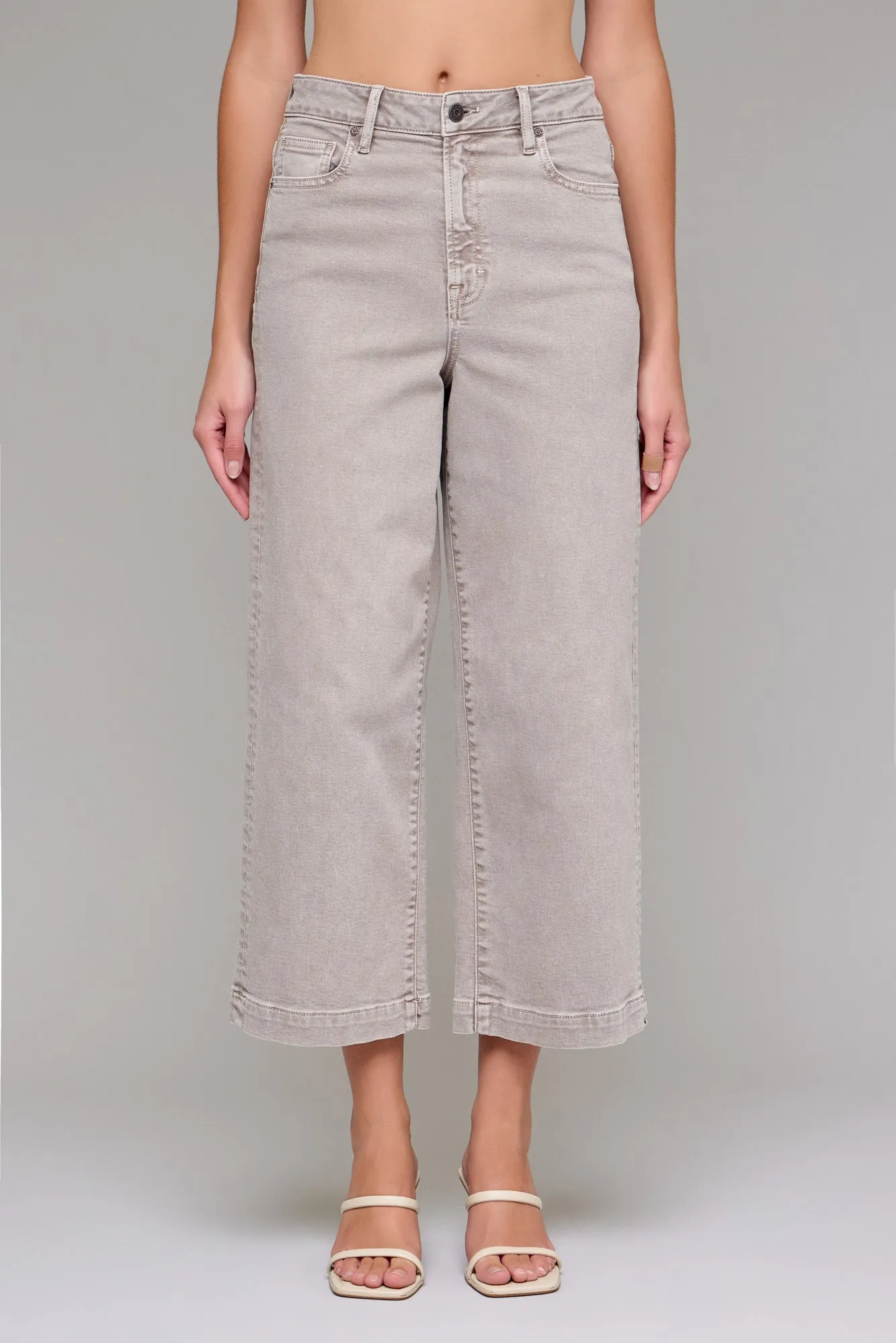 Nori 25" Cropped Hi Rise Wide Leg | Gravel