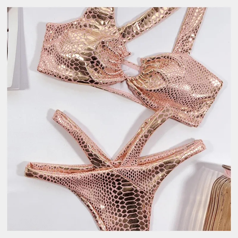 Nova Metallic Python Bikini Swimwear