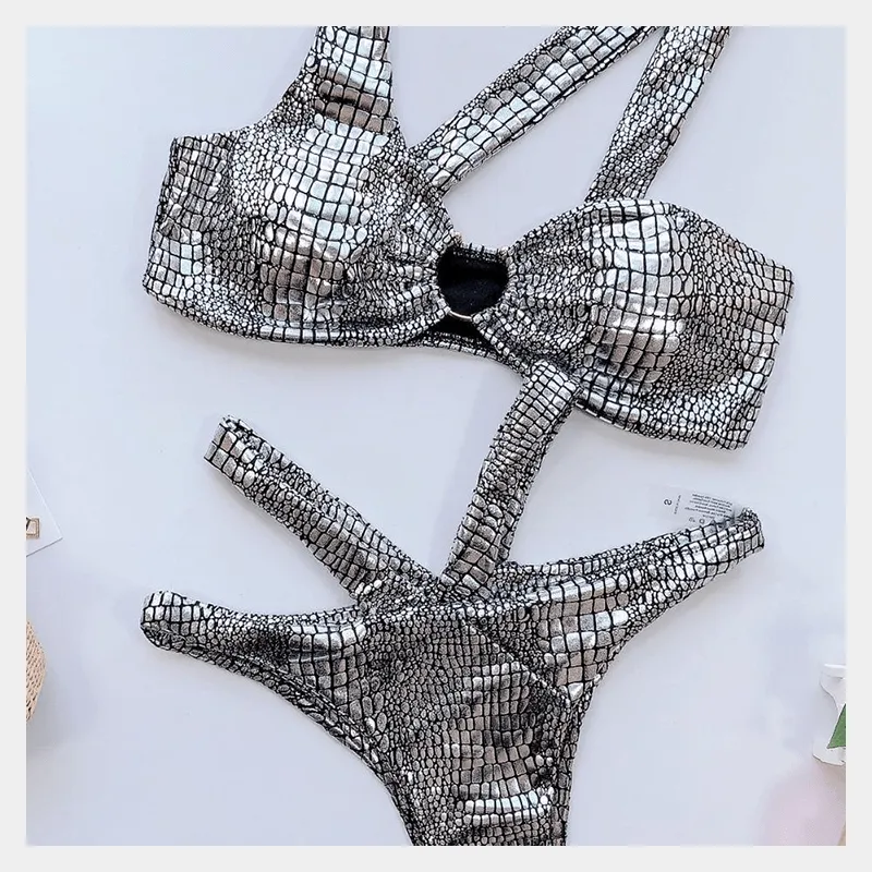Nova Metallic Python Bikini Swimwear