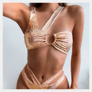 Nova Metallic Python Bikini Swimwear
