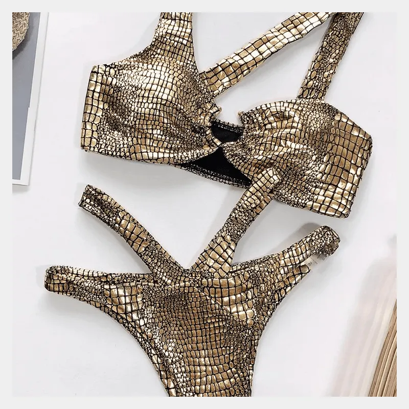 Nova Metallic Python Bikini Swimwear