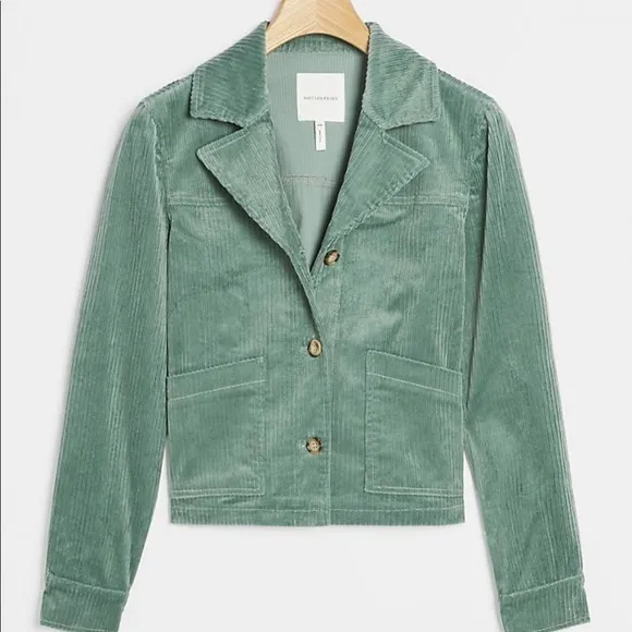 NWT Anthropologie Avec Les Filles Tegan Corduroy Shirt Jacket Medium Green Mint