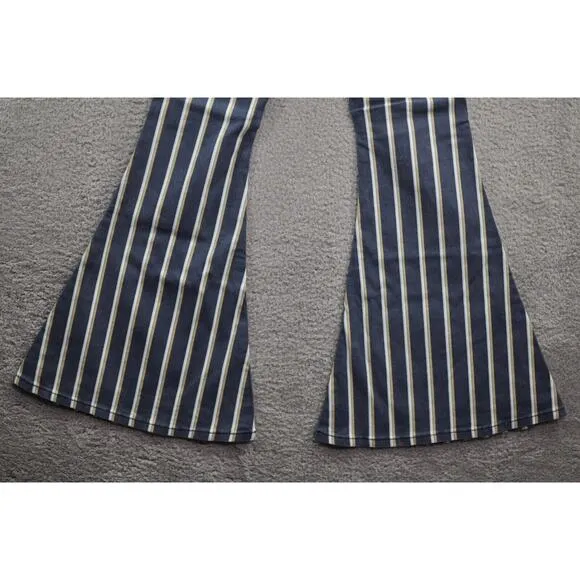 NWT Rock &amp; Roll Denim Bargain Button Bell Bottom Jeans Juniors 24x30 Striped