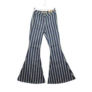 NWT Rock &amp; Roll Denim Bargain Button Bell Bottom Jeans Juniors 24x30 Striped