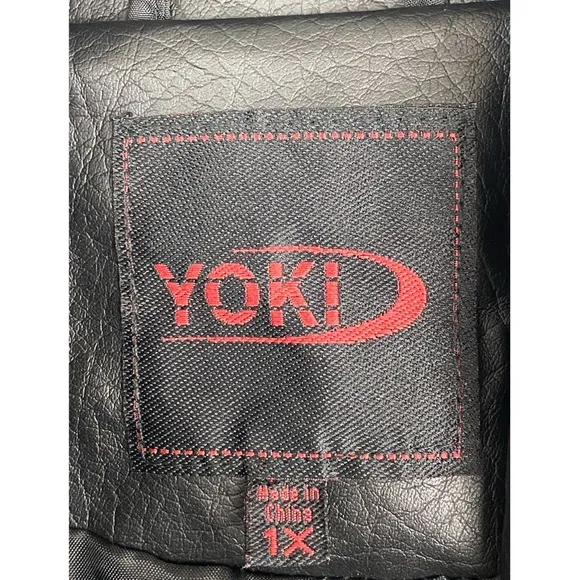 NWT Yoki Outerwear Studded Emo Goth Belted Faux Leather Jacket, Black - Size 1X