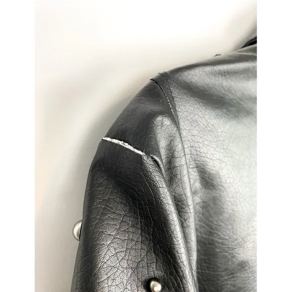 NWT Yoki Outerwear Studded Emo Goth Belted Faux Leather Jacket, Black - Size 1X