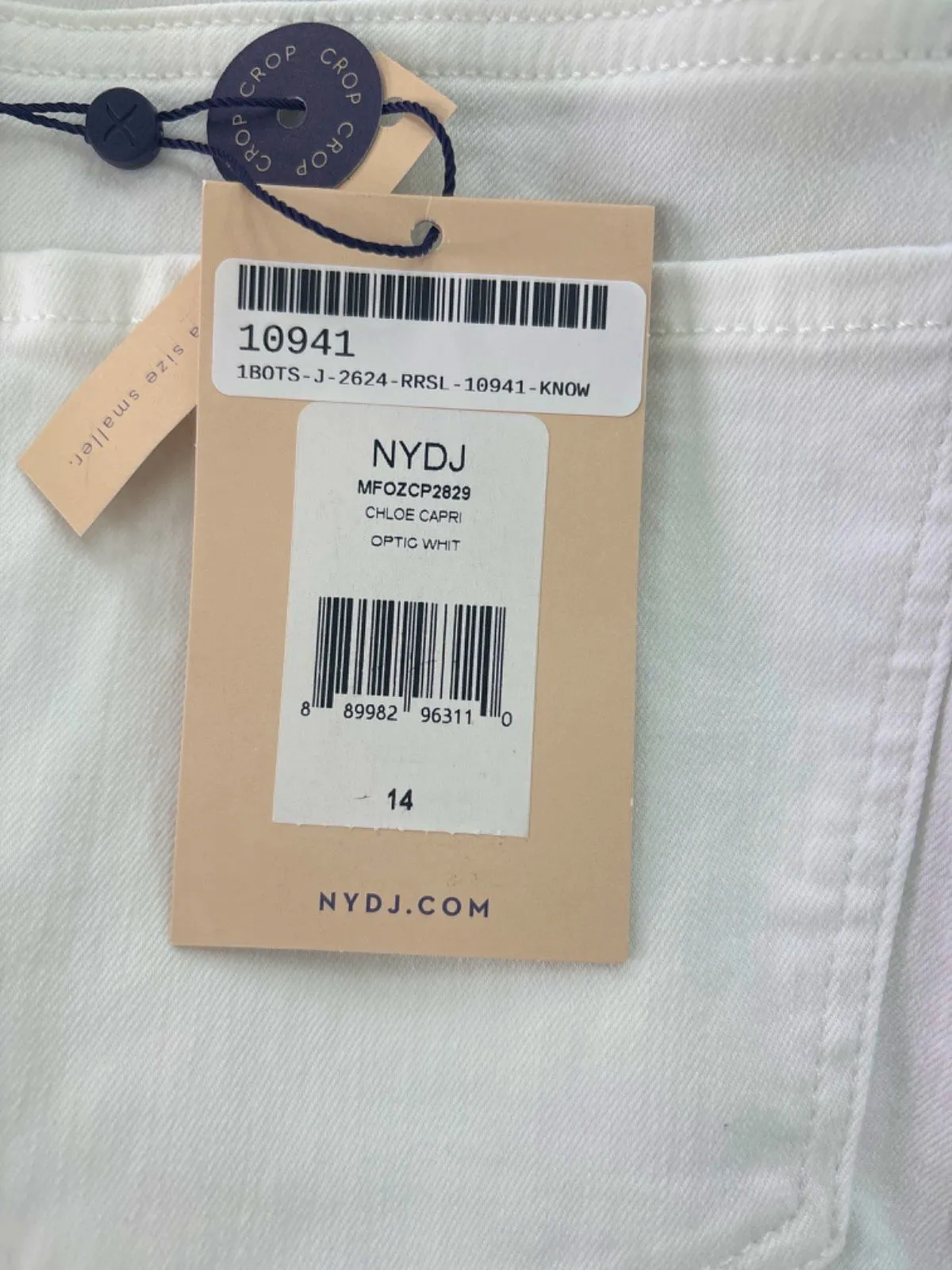 NYDJ Optic White Chloe Crop  Jeans UK 18