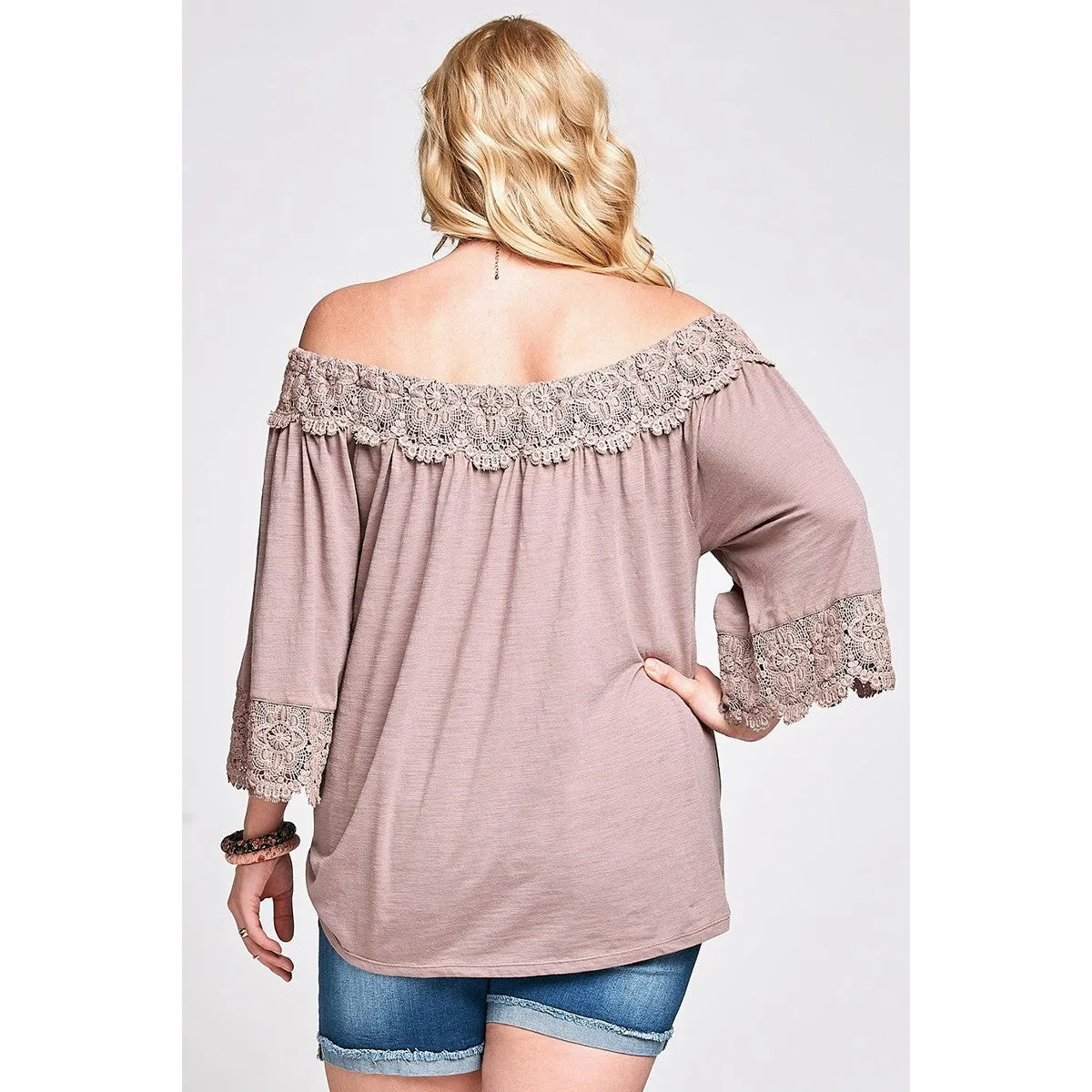Oddi Lovely and Lacey Top in Mocha