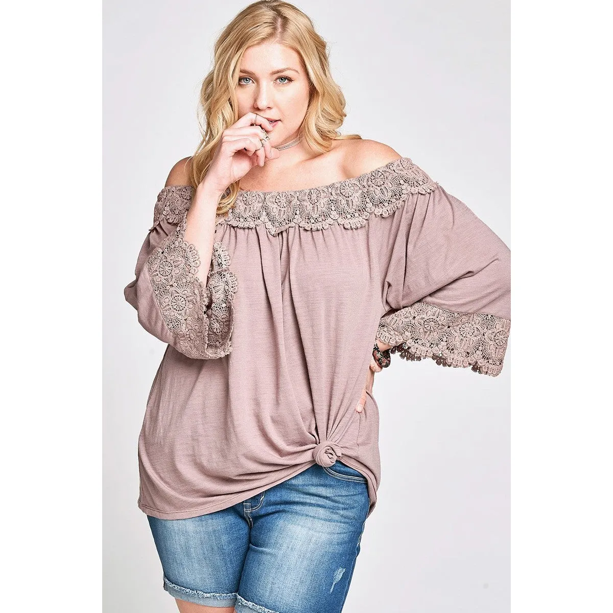 Oddi Lovely and Lacey Top in Mocha