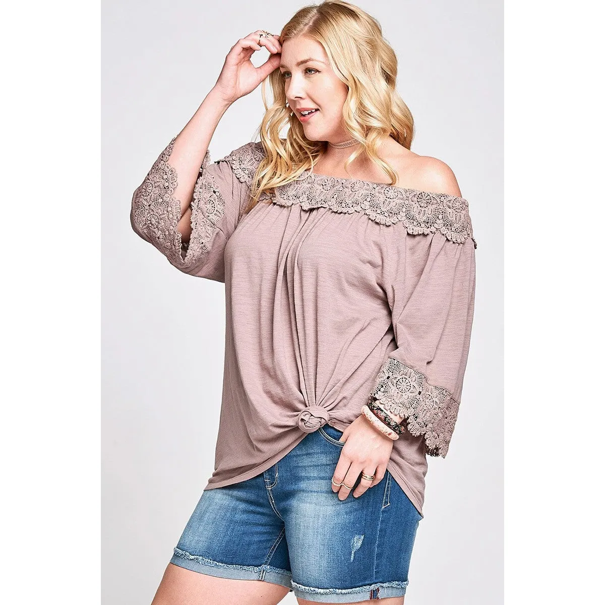 Oddi Lovely and Lacey Top in Mocha